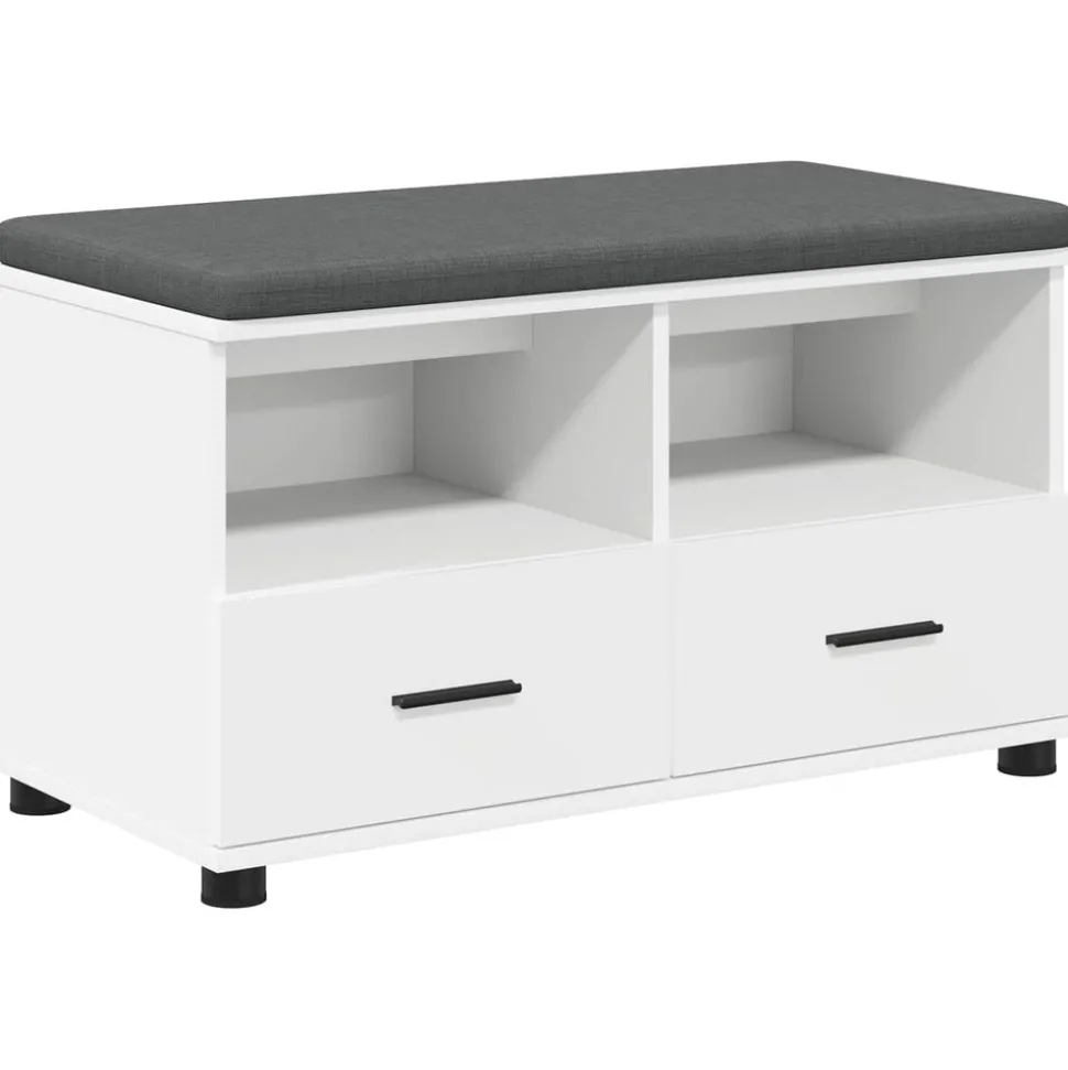 vidaXL Halbank Wit 80 x 38 x 46 cm Geïndustrialiseerd hout en stof