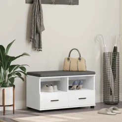 vidaXL Halbank Wit 80 x 38 x 46 cm Geïndustrialiseerd hout en stof