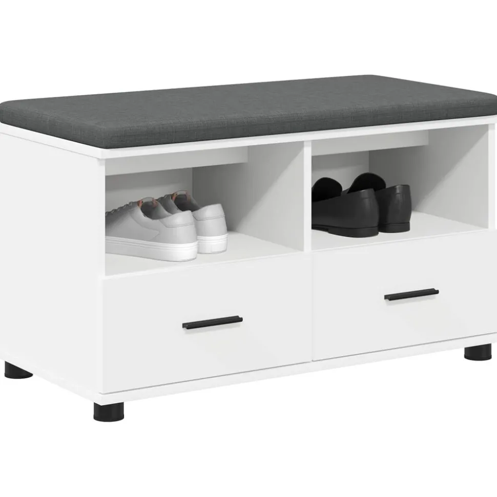 vidaXL Halbank Wit 80 x 38 x 46 cm Geïndustrialiseerd hout en stof