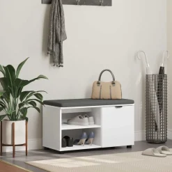 vidaXL Halbank Wit 80 x 38 x 46 cm Geïndustrialiseerd hout en stof