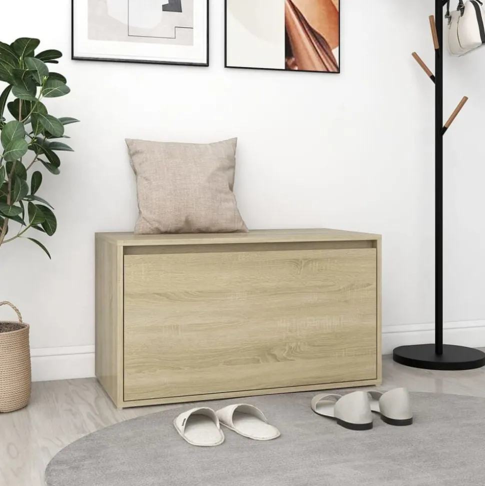 vidaXL Halbank 80x40x45 cm bewerkt hout sonoma eikenkleurig