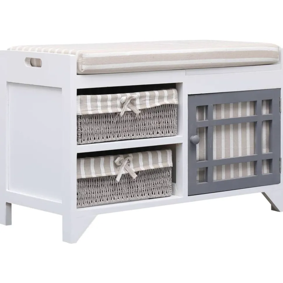 vidaXL Halbank 70x33,5x45 cm paulowniahout wit