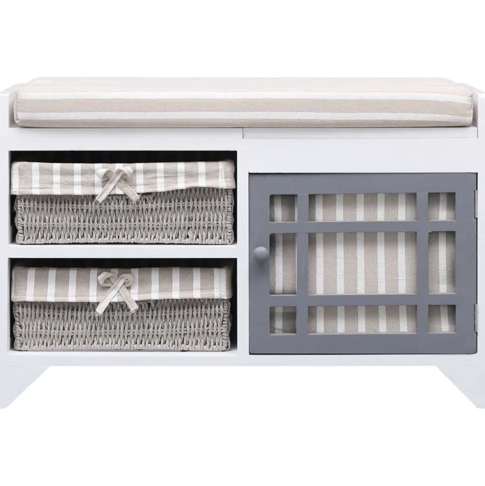 vidaXL Halbank 70x33,5x45 cm paulowniahout wit