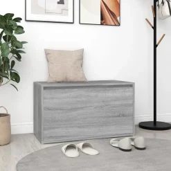vidaXL Halbankje 80x40x45 cm bewerkt hout grijs sonoma eikenkleurig