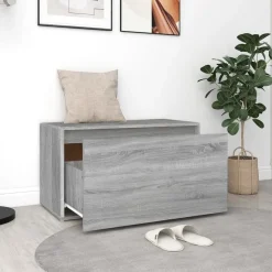 vidaXL Halbankje 80x40x45 cm bewerkt hout grijs sonoma eikenkleurig