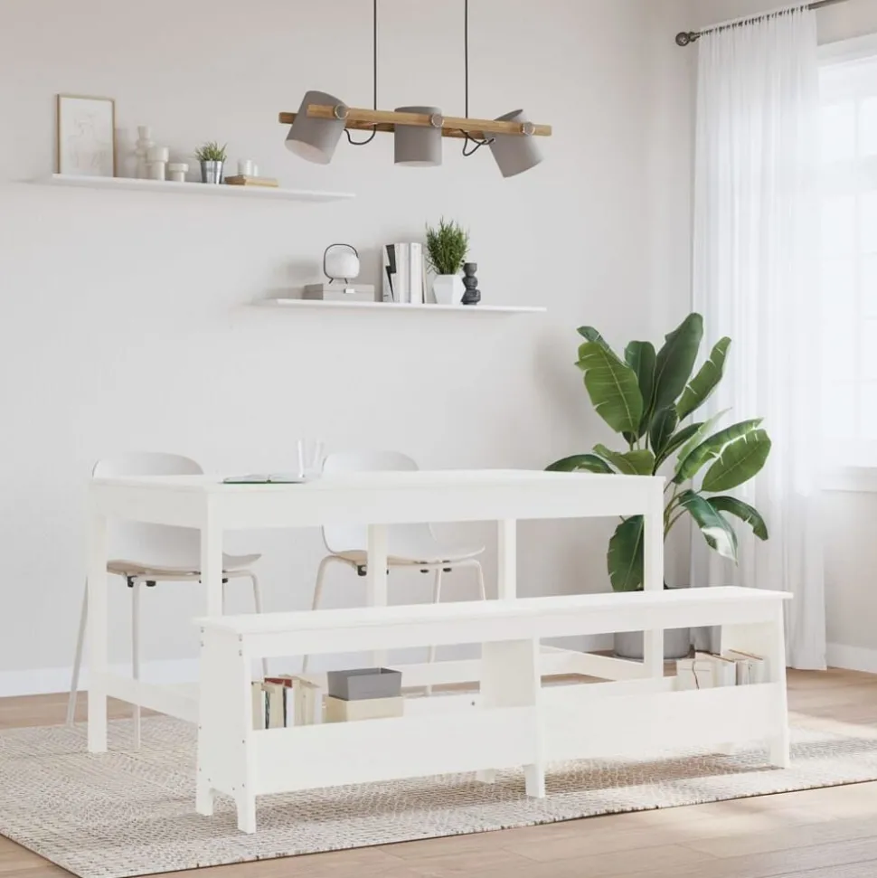 vidaXL Halbankje 160x28x45 cm massief grenenhout wit