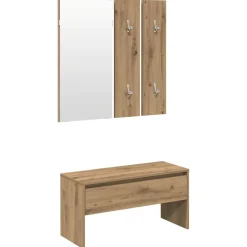 vidaXL Halmeubelset bewerkt hout artisanaal eikenkleur