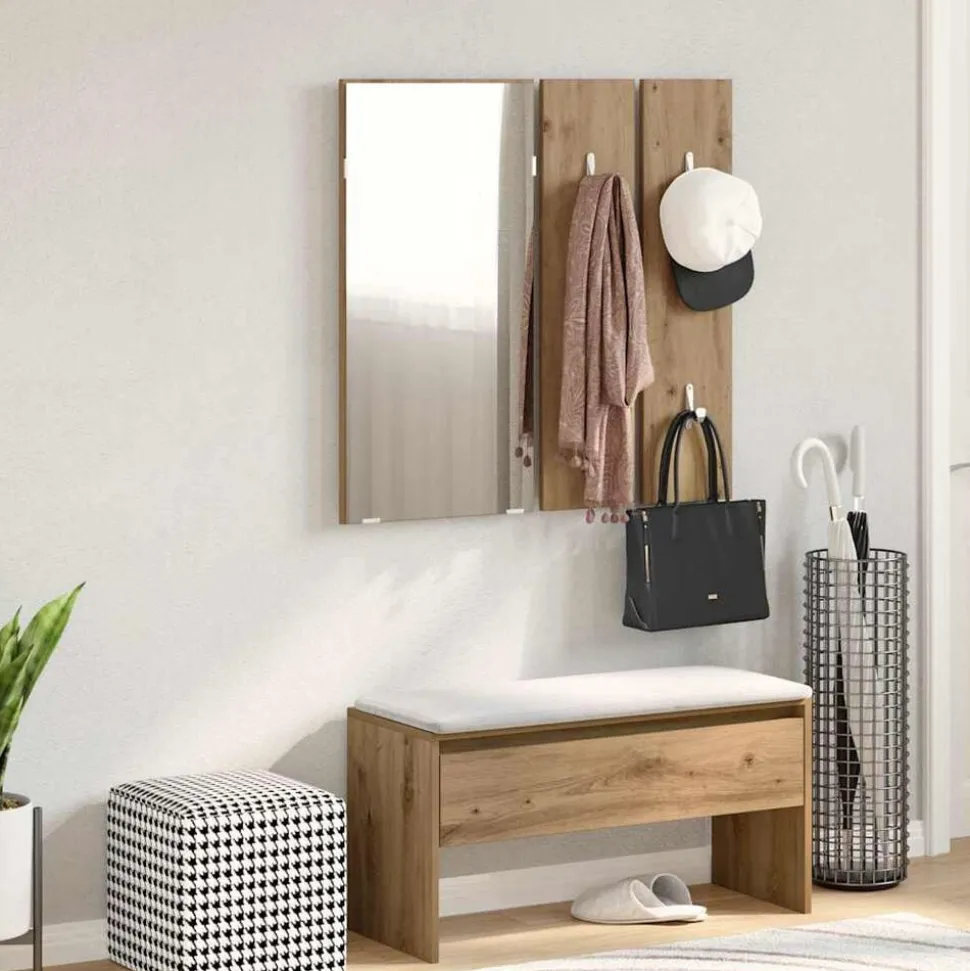 vidaXL Halmeubelset bewerkt hout artisanaal eikenkleur