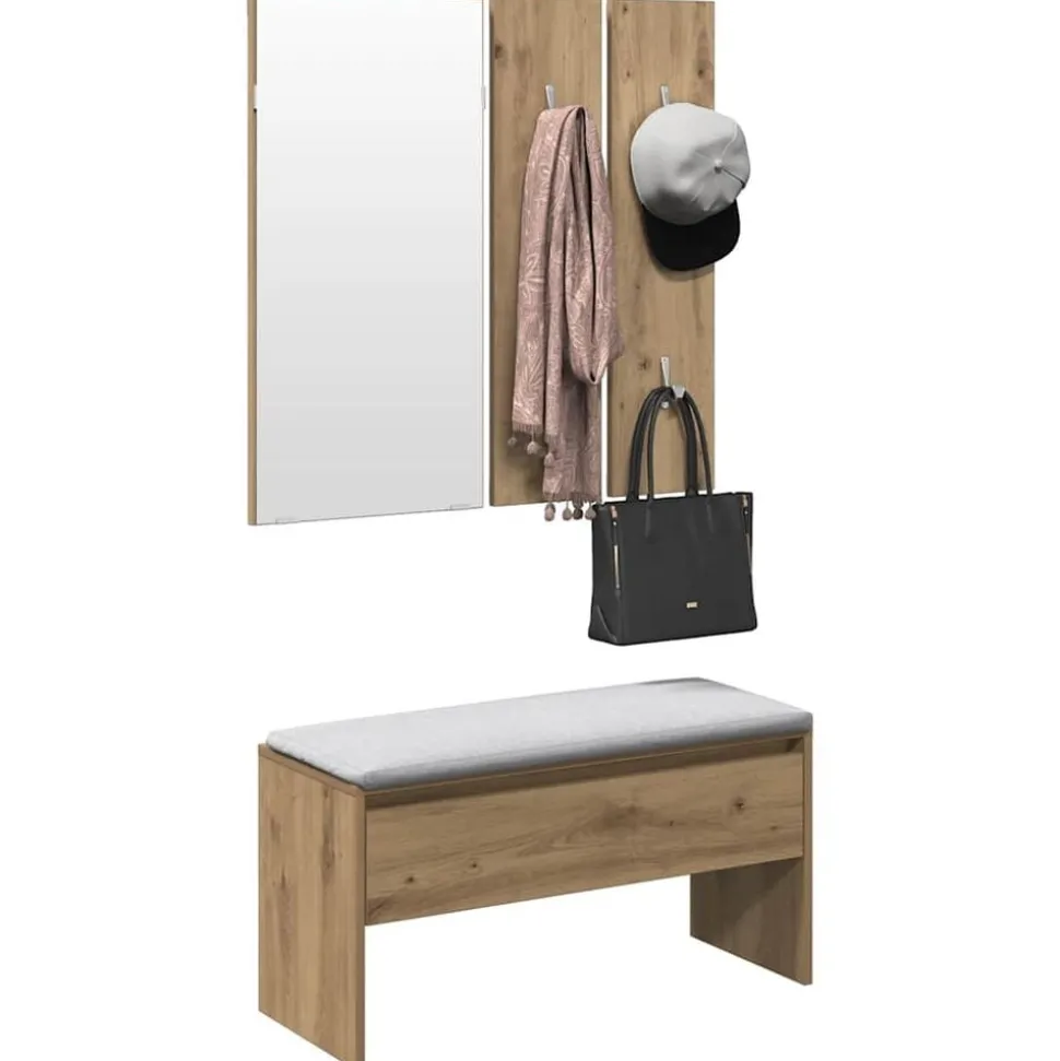 vidaXL Halmeubelset bewerkt hout artisanaal eikenkleur