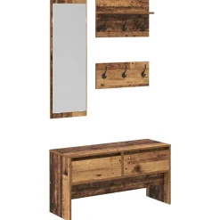 vidaXL Halmeubelset met lade met plank 4 pcs Oudhout Bewerkt hout