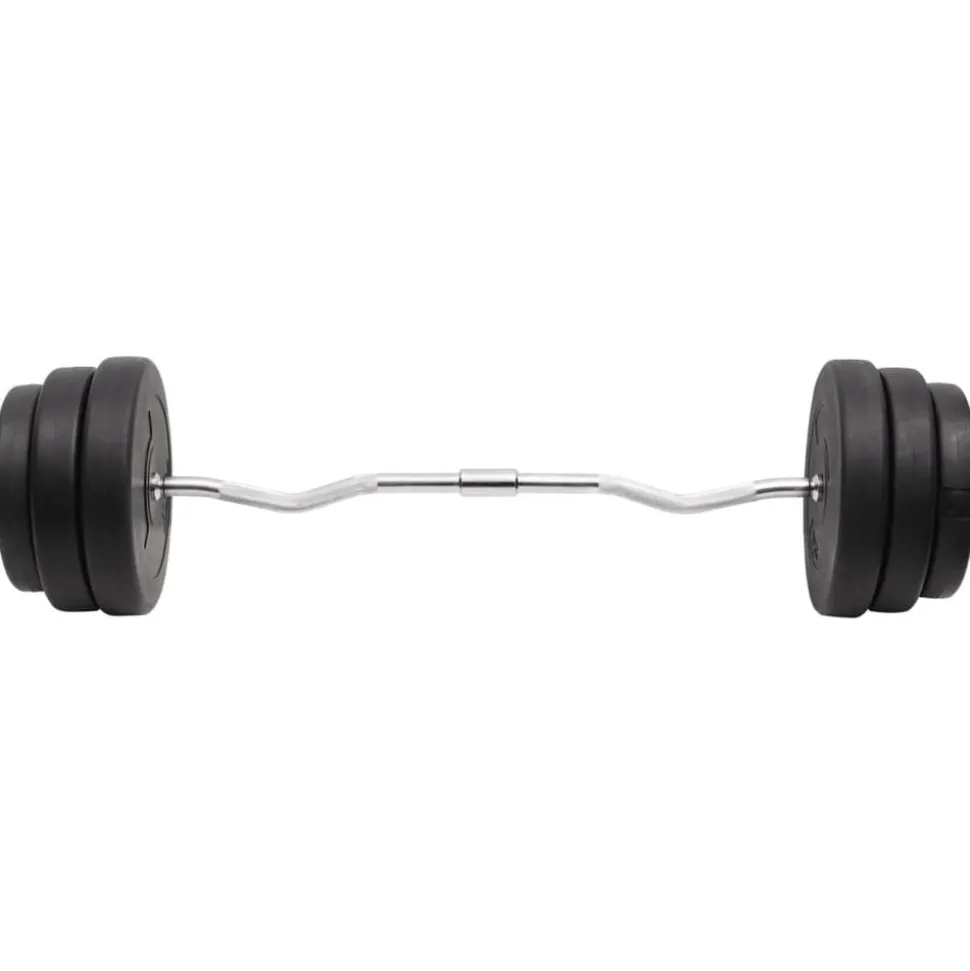 vidaXL Halter gebogen met gewichten 90 kg