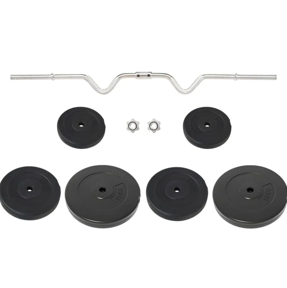 vidaXL Halter gebogen met gewichten 60 kg