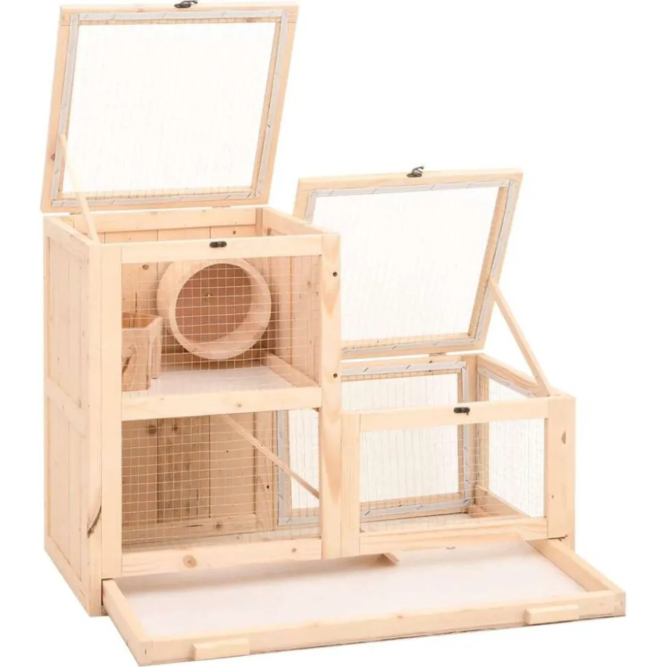 vidaXL Hamsterkooi 81x40x60 cm massief vurenhout