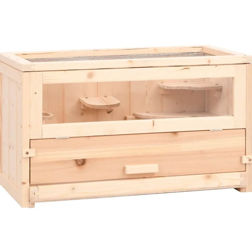 vidaXL Hamsterkooi 60x30x35 cm massief vurenhout