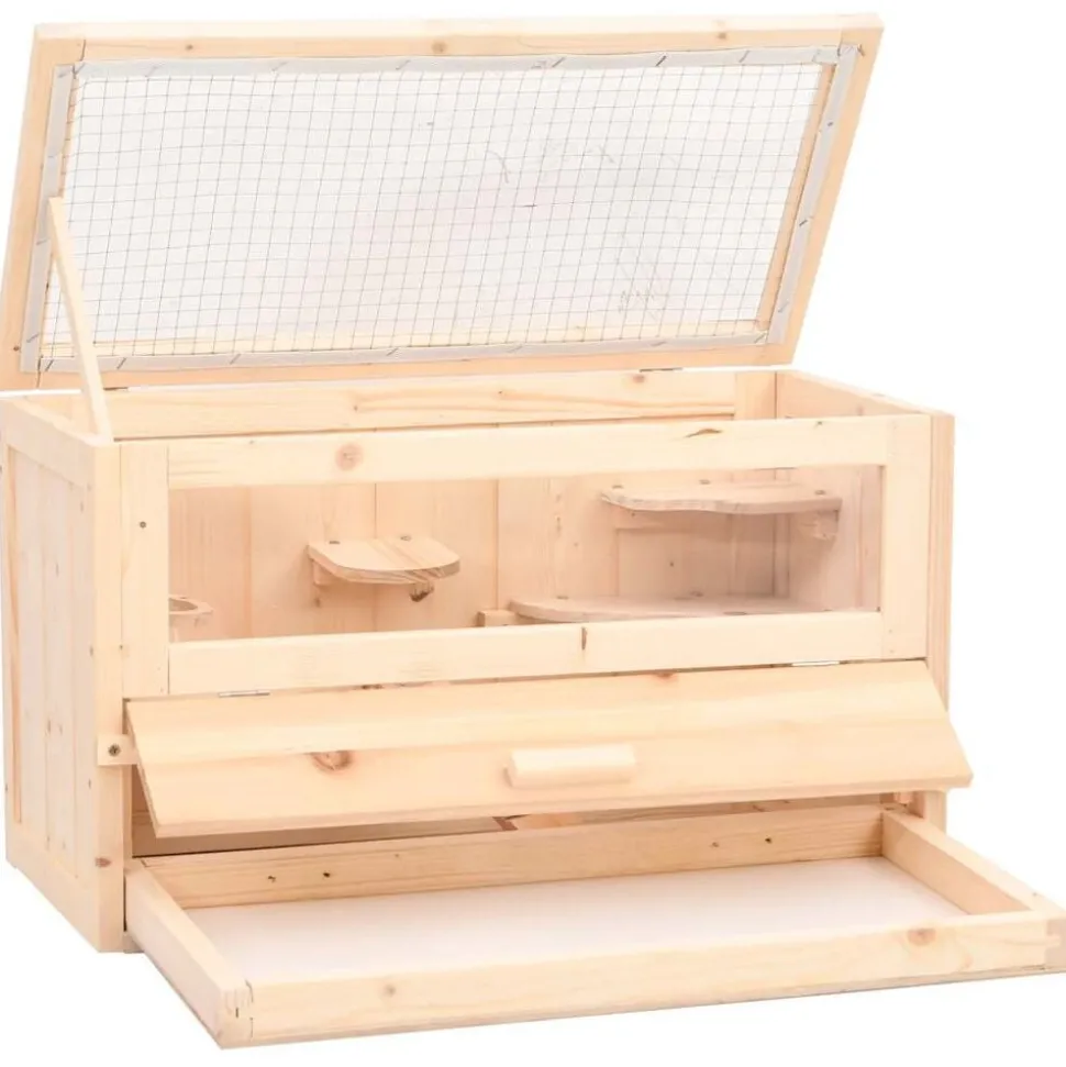 vidaXL Hamsterkooi 60x30x35 cm massief vurenhout