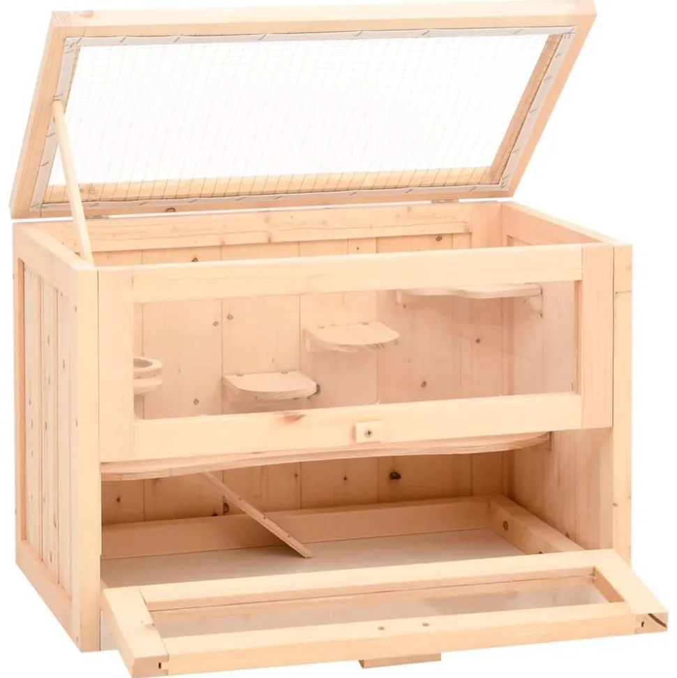 vidaXL Hamsterkooi 60x35,5x42 cm massief vurenhout