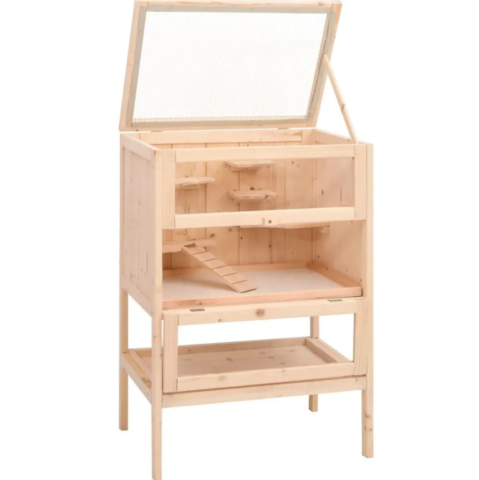 vidaXL Hamsterkooi 55x40x80 cm massief vurenhout