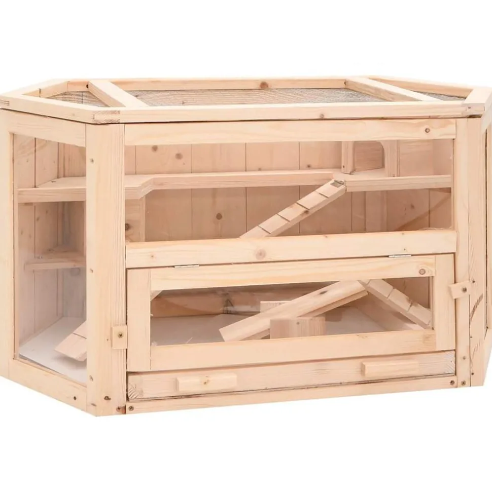 vidaXL Hamsterkooi 80x40x43 cm massief vurenhout