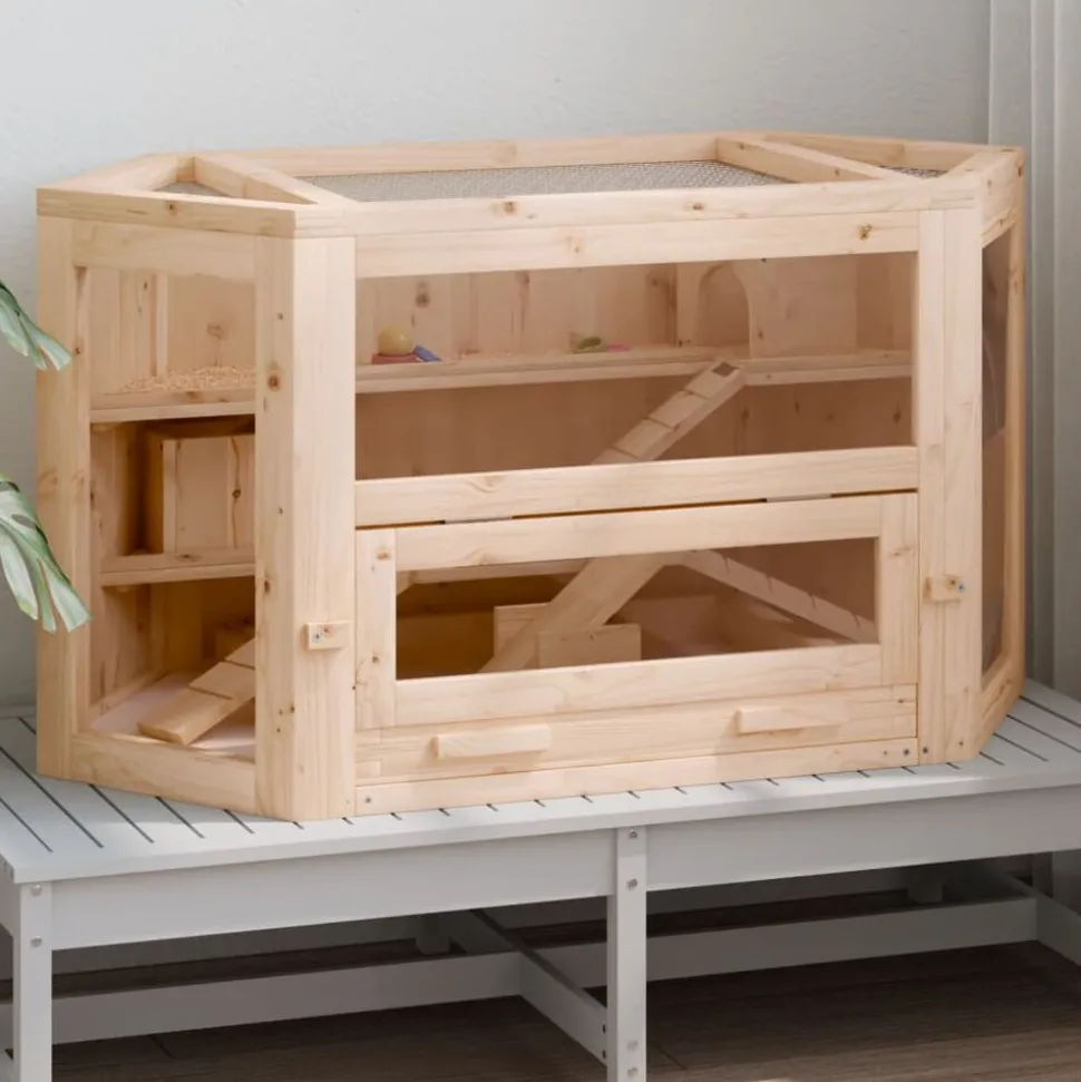 vidaXL Hamsterkooi 80x40x43 cm massief vurenhout