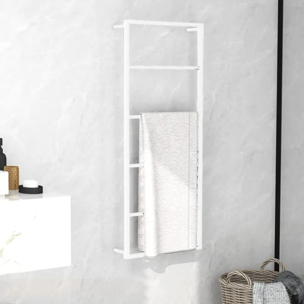 vidaXL Handdoekenrek Wit 45x10x115 cm Staal