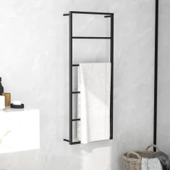 vidaXL Handdoekenrek 45x10x115 cm staal zwart
