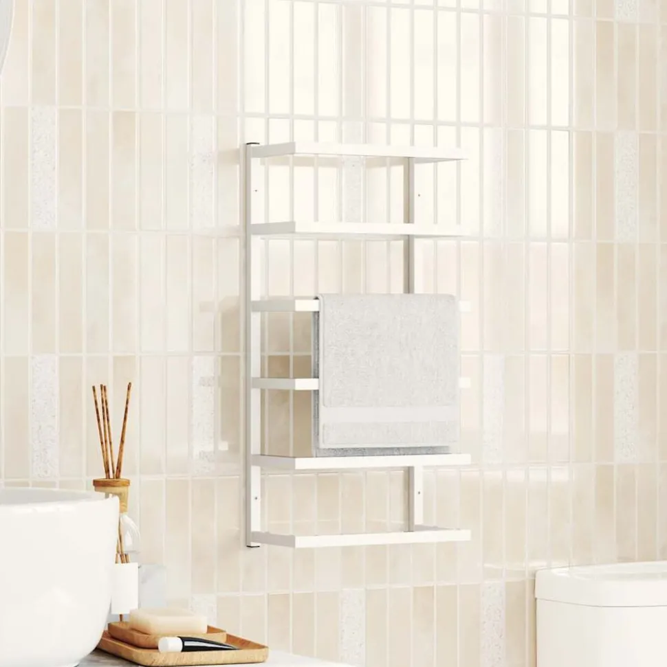 vidaXL Handdoekenrek 24x12x48 cm staal wit