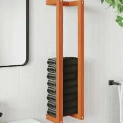 vidaXL Handdoekenrek 23x18x90 cm massief grenenhout wasbruin