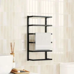 vidaXL Handdoekenrek 24x12x48 cm staal zwart