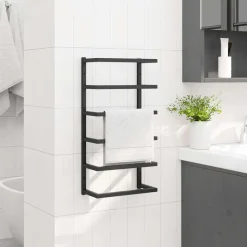 vidaXL Handdoekenrek 24x12x48 cm staal zwart