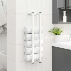 vidaXL Handdoekenrek 12,5x12,5x60 cm staal wit
