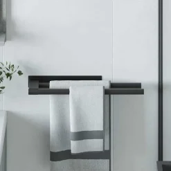 vidaXL Handdoekrek Zwart 40 x 9 x 4 cm Roestvrij staal