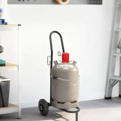vidaXL Handtrolley Zwart en Rood 49 x 49 x 101 cm Staal
