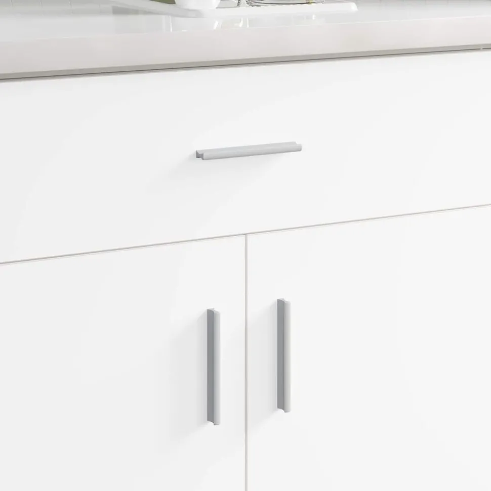 vidaXL Handvat Effen 2 pcs Zilver 105.7 x 7.4 x 15.5 mm Aluminium
