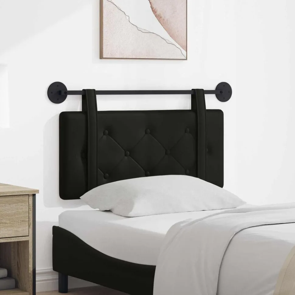 vidaXL Hangend Hoofdeinde Wandgemonteerd Zwart 80 cm Nep Leer