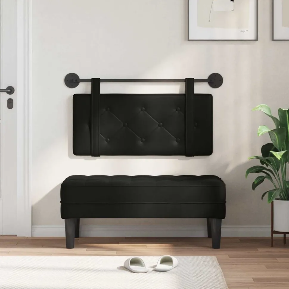 vidaXL Hangend Hoofdeinde Wandgemonteerd Zwart 80 cm Nep Leer
