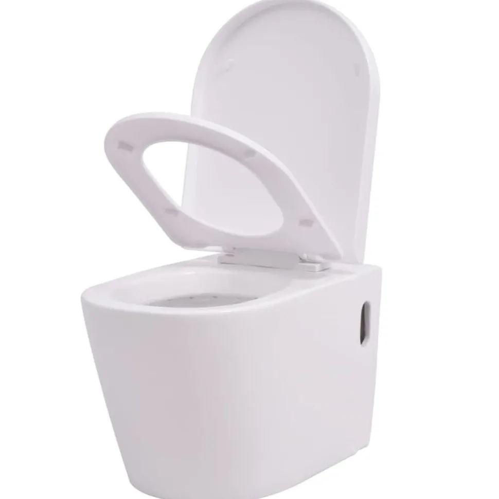 vidaXL Hangend toilet keramiek wit