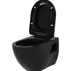 vidaXL Hangend toilet met verborgen stortbak keramiek zwart