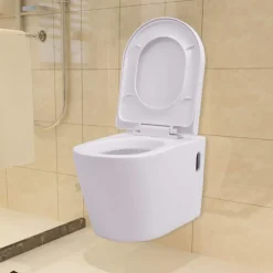 vidaXL Hangend toilet met verborgen stortbak keramiek wit