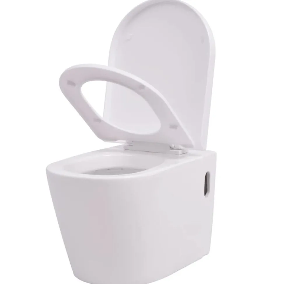 vidaXL Hangend toilet met verborgen stortbak keramiek wit