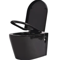 vidaXL Hangend toilet met verborgen stortbak keramiek zwart