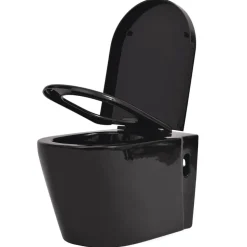 vidaXL Hangend toilet met verborgen stortbak keramiek zwart
