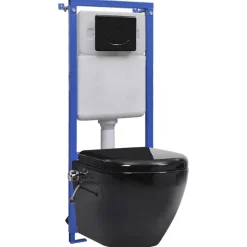 vidaXL Hangend toilet randloos met verborgen stortbak keramiek wit