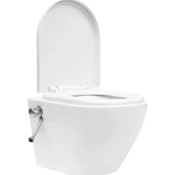 vidaXL Hangend toilet randloos met verborgen stortbak keramiek wit