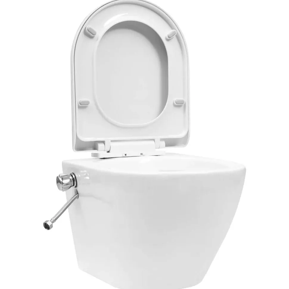 vidaXL Hangend toilet randloos met verborgen stortbak keramiek wit