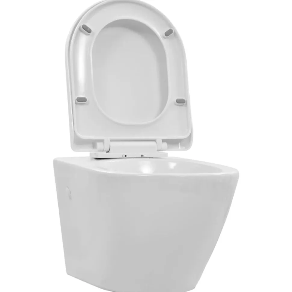 vidaXL Hangend toilet randloos keramiek wit