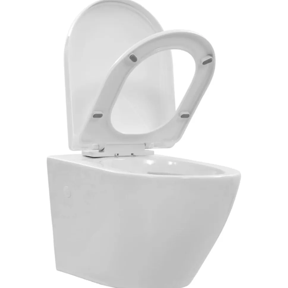 vidaXL Hangend toilet randloos keramiek wit
