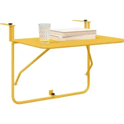 vidaXL Hangende Balkon Tafel Mosterdgeel 60 x 39 x 65 cm Staal