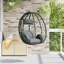 vidaXL Hangende ei-stoel Antraciet 91,5 x 54,5 x 107 cm poly rattan