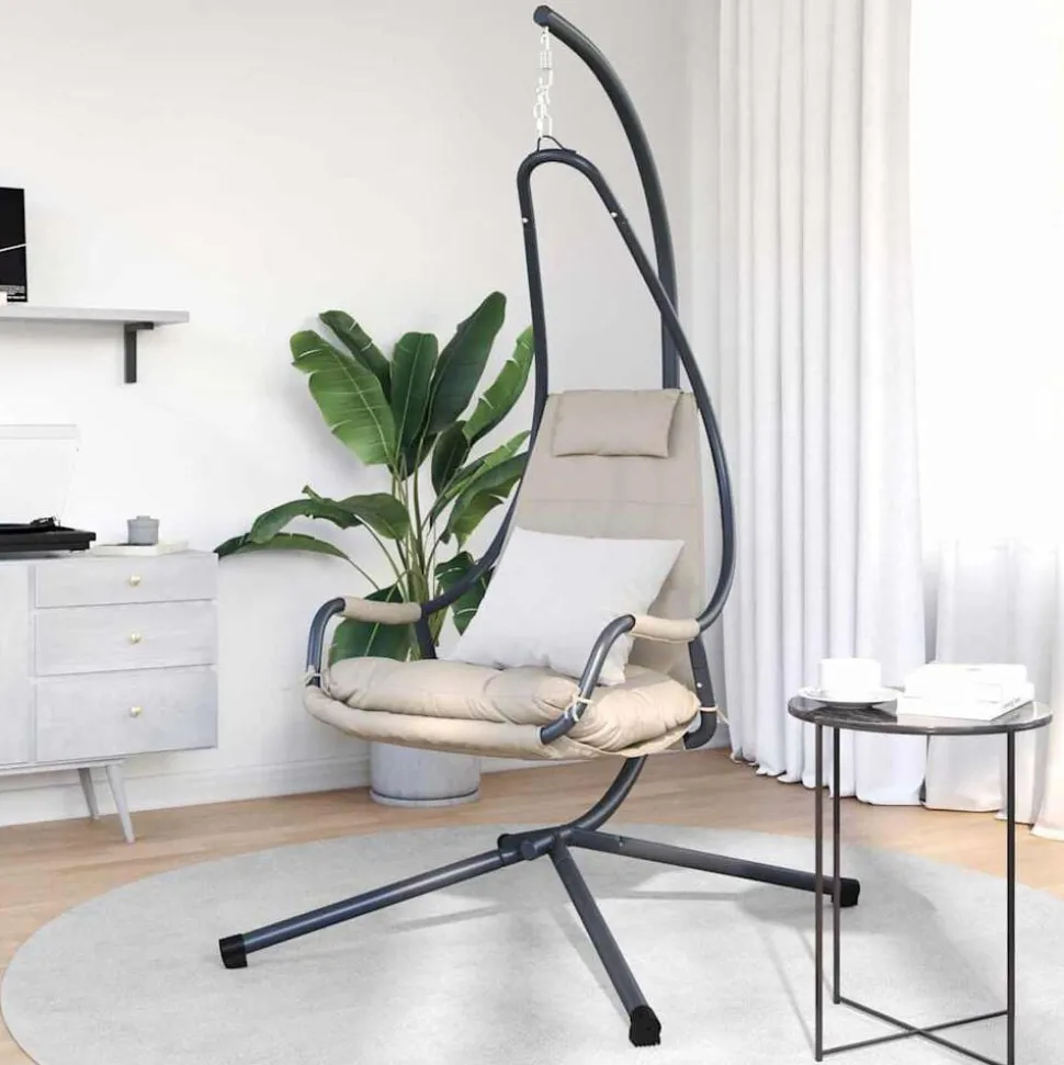 vidaXL Hangende ei-stoel Taupe 94 x 107 x 196,5 cm Staal