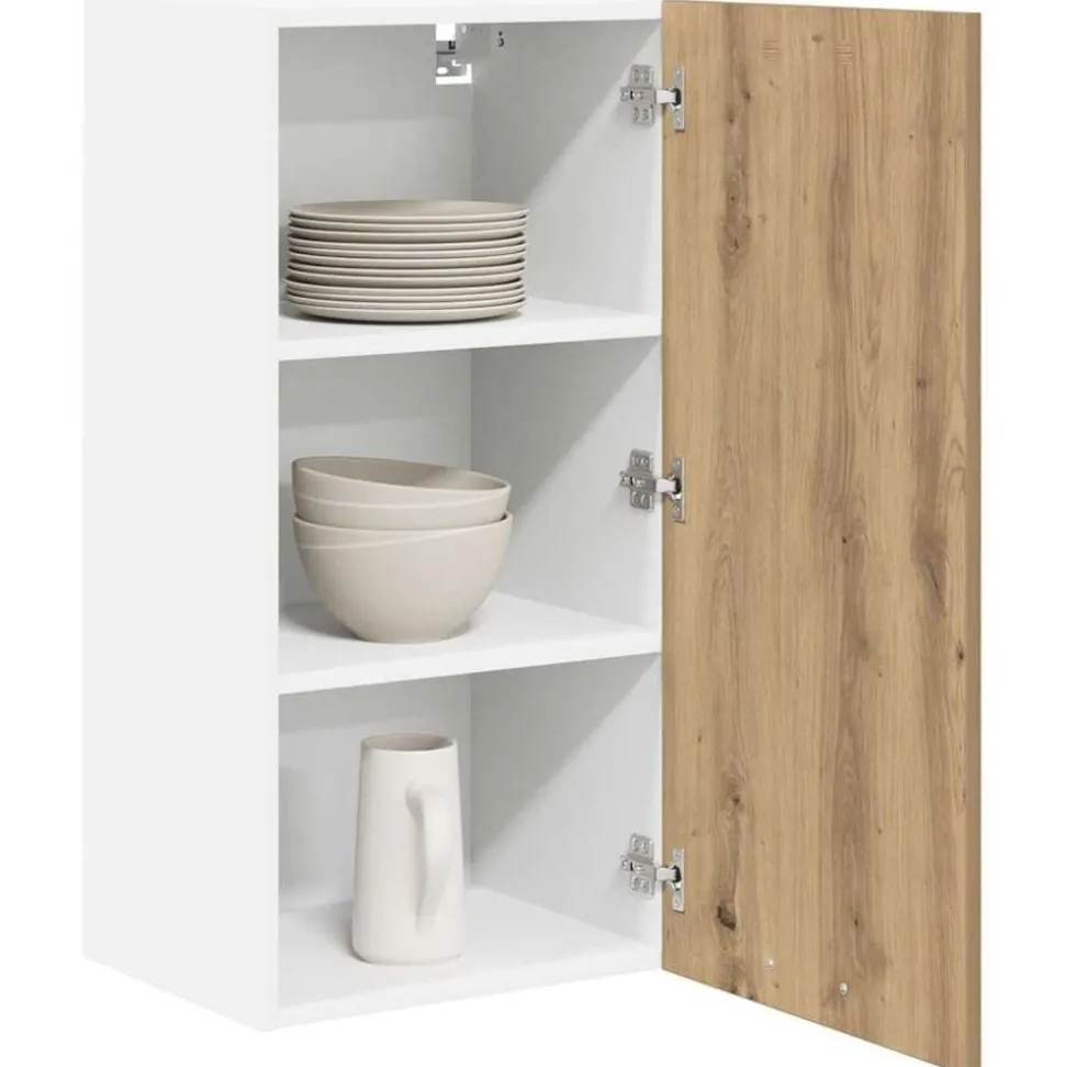 vidaXL Hangkast Ambachtelijke Eik en Wit 40 x 31 x 80 cm Bewerkt hout